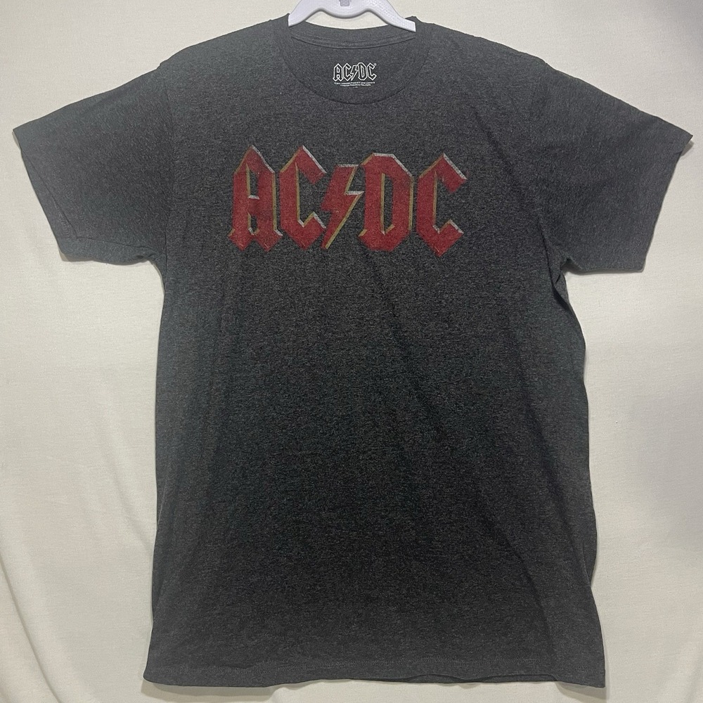 AC/DC Distressed Logo Short Sleeve Crew Neck Size Large